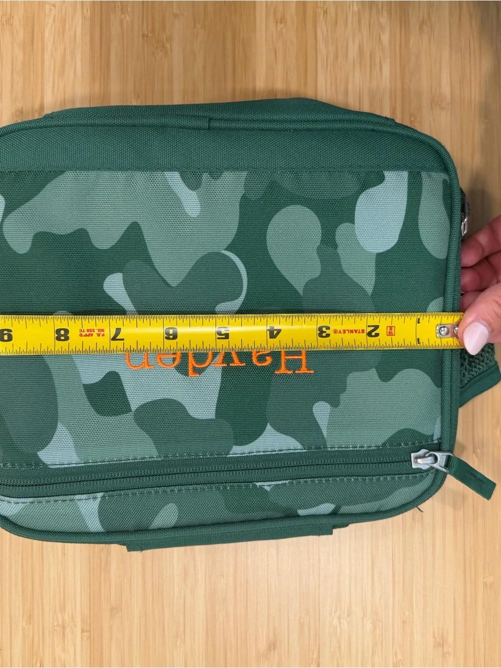 Pottery Barn Kids Camo Lunch Bag Hayden Embroidery Green Box 8.5